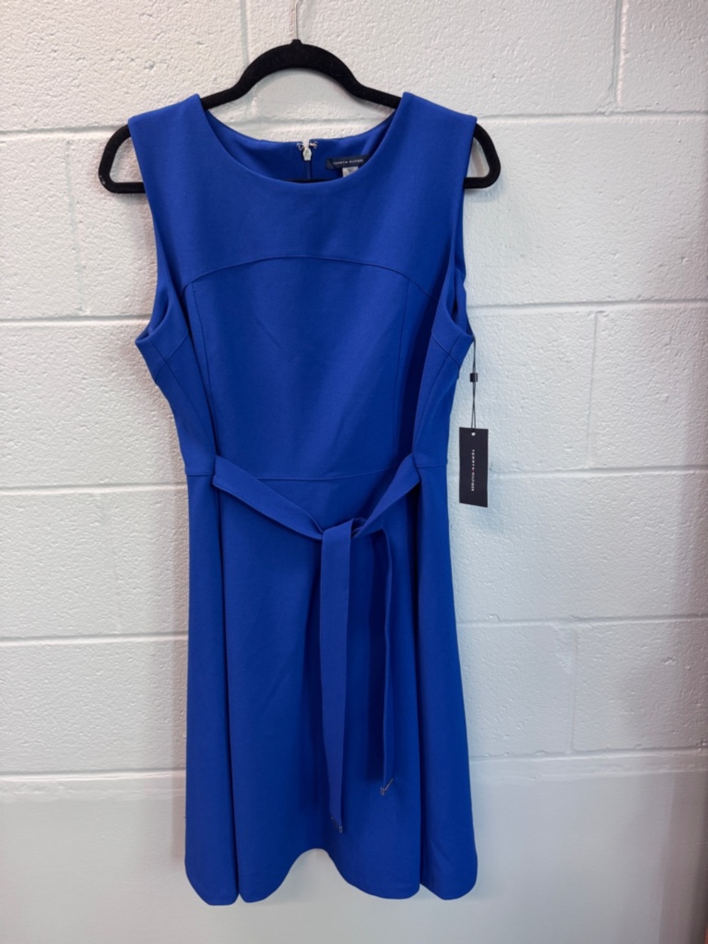 Tommy Hilfiger Cobalt Blue Sleeveless Belted A-Line Dress